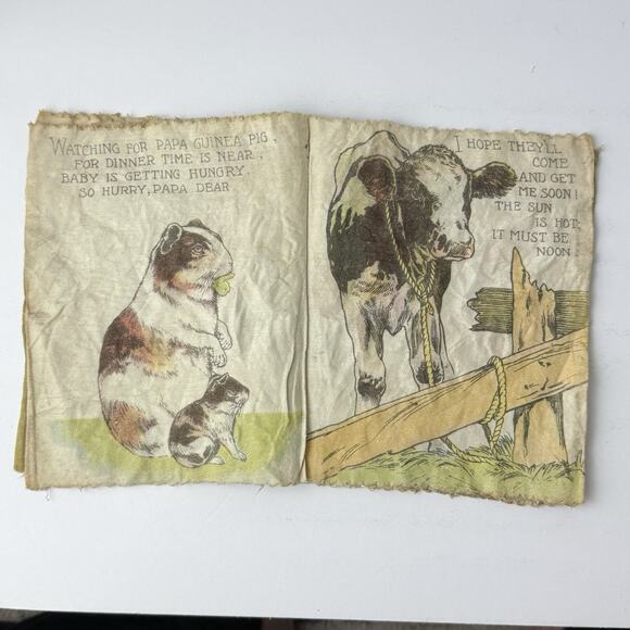 RARE Antique Saalfield Muslin Book "FOND PETS" 1928 Cloth Baby Book.‎ T63 - Picture 3 of 16